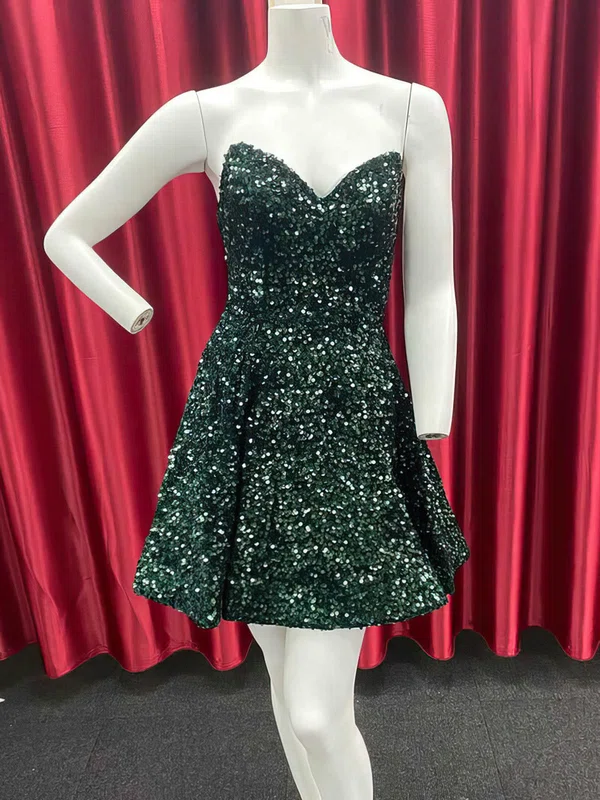 A-line V-neck Sequined Short/Mini Homecoming Dresses #Milly020110784