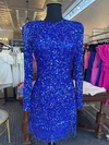 Sheath/Column Scoop Neck Sequined Short/Mini Homecoming Dresses With Beading #Milly020110796