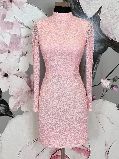 Sheath/Column High Neck Sequined Short/Mini Homecoming Dresses #Milly020110807