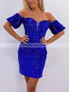 Sheath/Column Off-the-shoulder Sequined Short/Mini Homecoming Dresses #Milly020110814