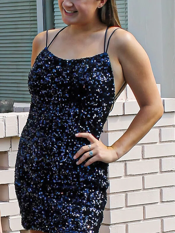 Sheath/Column Scoop Neck Sequined Short/Mini Homecoming Dresses #Milly020110822
