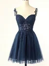 A-line V-neck Tulle Short/Mini Homecoming Dresses With Appliques Lace #Milly020110910