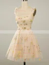 A-line Sweetheart Lace Tulle Short/Mini Homecoming Dresses With Ruffles #Milly020110918