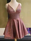 A-line V-neck Shimmer Crepe Short/Mini Homecoming Dresses #Milly020110930