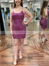 Sheath/Column Scoop Neck Sequined Short/Mini Homecoming Dresses #Milly020110937