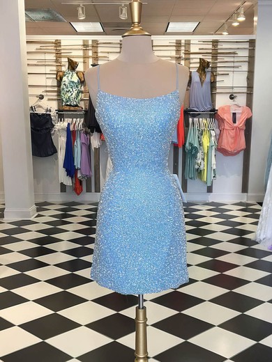 Sheath/Column Scoop Neck Sequined Short/Mini Homecoming Dresses #Milly020110938