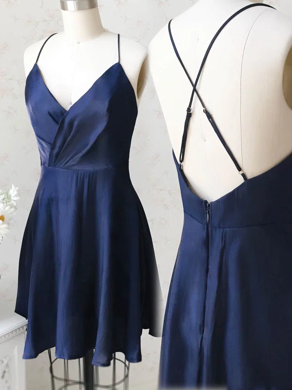 A-line V-neck Chiffon Short/Mini Homecoming Dresses #Milly020110942