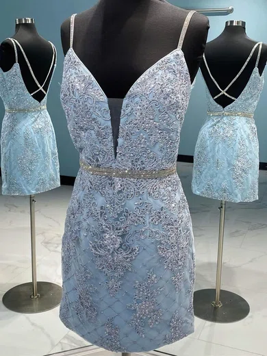 V-neck Lace Bodycon Homecoming Dresses With Beading #Milly020110945