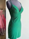 Sheath/Column V-neck Jersey Short/Mini Homecoming Dresses With Beading #Milly020110983