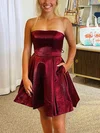 A-line Straight Silk-like Satin Short/Mini Homecoming Dresses With Pockets #Milly020110985