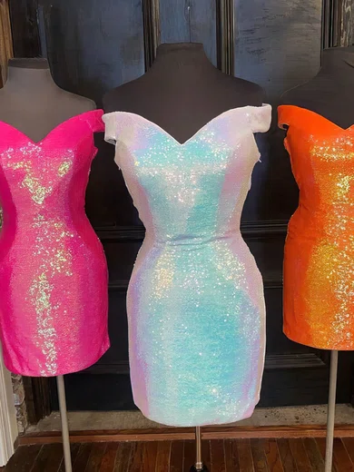 Off-The-Shoulder Sequin Bodycon Homecoming Dresses #Milly020111006