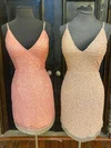 Sheath/Column V-neck Sequined Short/Mini Homecoming Dresses #Milly020111007