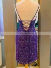 Sheath/Column V-neck Sequined Short/Mini Homecoming Dresses #Milly020111033
