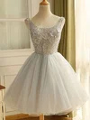 Ball Gown Scoop Neck Tulle Knee-length Homecoming Dresses With Appliques Lace #Milly020111035