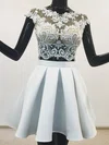 A-line Illusion Satin Short/Mini Homecoming Dresses With Appliques Lace #Milly020111042