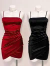 Sheath/Column Square Neckline Silk-like Satin Short/Mini Homecoming Dresses With Ruffles #Milly020111054