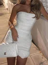 Unique White Bodycon Satin Ruched Homecoming Dresses #Milly020111056