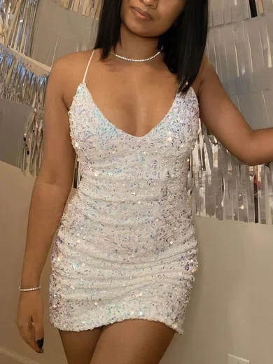 V-neck Sequin Bodycon Homecoming Dresses #Milly020111168