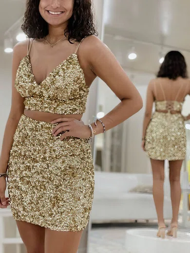 V-neck Sequin Bodycon Homecoming Dresses #Milly020111172