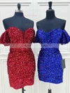 Sheath/Column Off-the-shoulder Sequined Short/Mini Homecoming Dresses #Milly020111191
