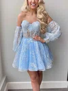 A-line Sweetheart Glitter Short/Mini Homecoming Dresses With Appliques Lace #Milly020111198