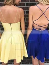 A-line V-neck Silk-like Satin Short/Mini Homecoming Dresses #Milly020111250