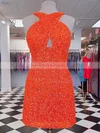 Sheath/Column V-neck Sequined Short/Mini Homecoming Dresses #Milly020111252