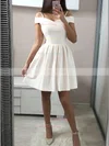 A-line Off-the-shoulder Satin Short/Mini Homecoming Dresses #Milly020111257