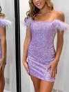 Sheath/Column Square Neckline Glitter Short/Mini Homecoming Dresses #Milly020111405