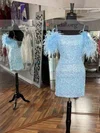 Sheath/Column Square Neckline Glitter Short/Mini Homecoming Dresses #Milly020111405