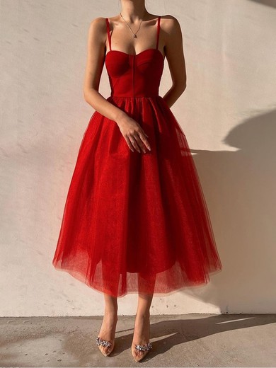 Red Ruched Tulle Midi Dress #Milly020111448