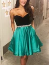 A-line Sweetheart Satin Velvet Short/Mini Homecoming Dresses With Beading #Milly020111463