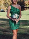 Sheath/Column One Shoulder Sequined Short/Mini Homecoming Dresses #Milly020111275