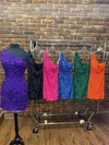 Sheath/Column One Shoulder Sequined Short/Mini Homecoming Dresses #Milly020111275