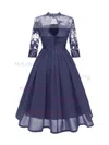 A-line High Neck Chiffon Tea-length Homecoming Dresses With Lace #Milly020111276