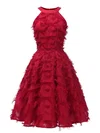 A-line Scoop Neck Tulle Tea-length Homecoming Dresses With Feathers / Fur #Milly020111281