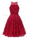 A-line Scoop Neck Tulle Tea-length Homecoming Dresses #Milly020111281