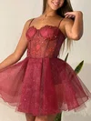 Ball Gown Sweetheart Glitter Short/Mini Homecoming Dresses With Appliques Lace #Milly020111337