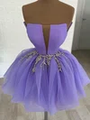 Ball Gown Straight Tulle Short/Mini Homecoming Dresses With Beading #Milly020111338