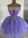 Ball Gown Strapless Tulle Short/Mini Homecoming Dresses With Beading #Milly020111338