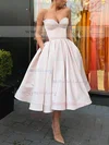 Ball Gown Sweetheart Satin Tea-length Homecoming Dresses With Pockets #Milly020111347