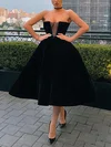 Ball Gown Straight Satin Tea-length Homecoming Dresses With Pockets #Milly020111348