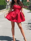 A-line Scoop Neck Satin Short/Mini Homecoming Dresses #Milly020111352