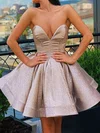 Glitter Skater V-neck Ruched Homecoming Dresses #Milly020111360