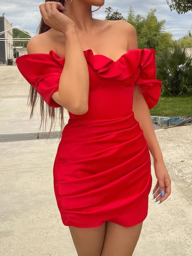 Unique Red Bodycon Stretch Crepe Ruffle Homecoming Dresses #Milly020111371