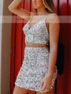 Sheath/Column V-neck Sequined Short/Mini Homecoming Dresses #Milly020111378