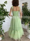 A-line V-neck Tulle Ankle-length Homecoming Dresses With Pockets #Milly020111473
