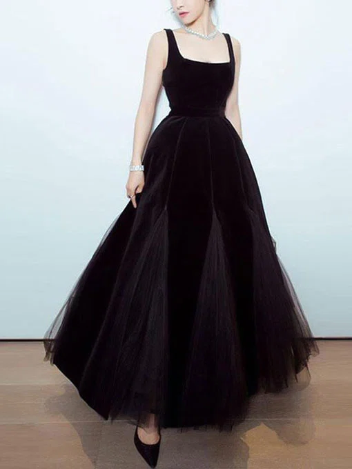 Ball Gown Square Neckline Tulle Velvet Ankle-length Homecoming Dresses #Milly020111485