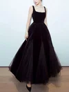 A-line Square Neckline Tulle Velvet Ankle-length Homecoming Dresses #Milly020111485