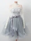 Ball Gown Illusion Tulle Lace Knee-length Homecoming Dresses With Bow #Milly020111488